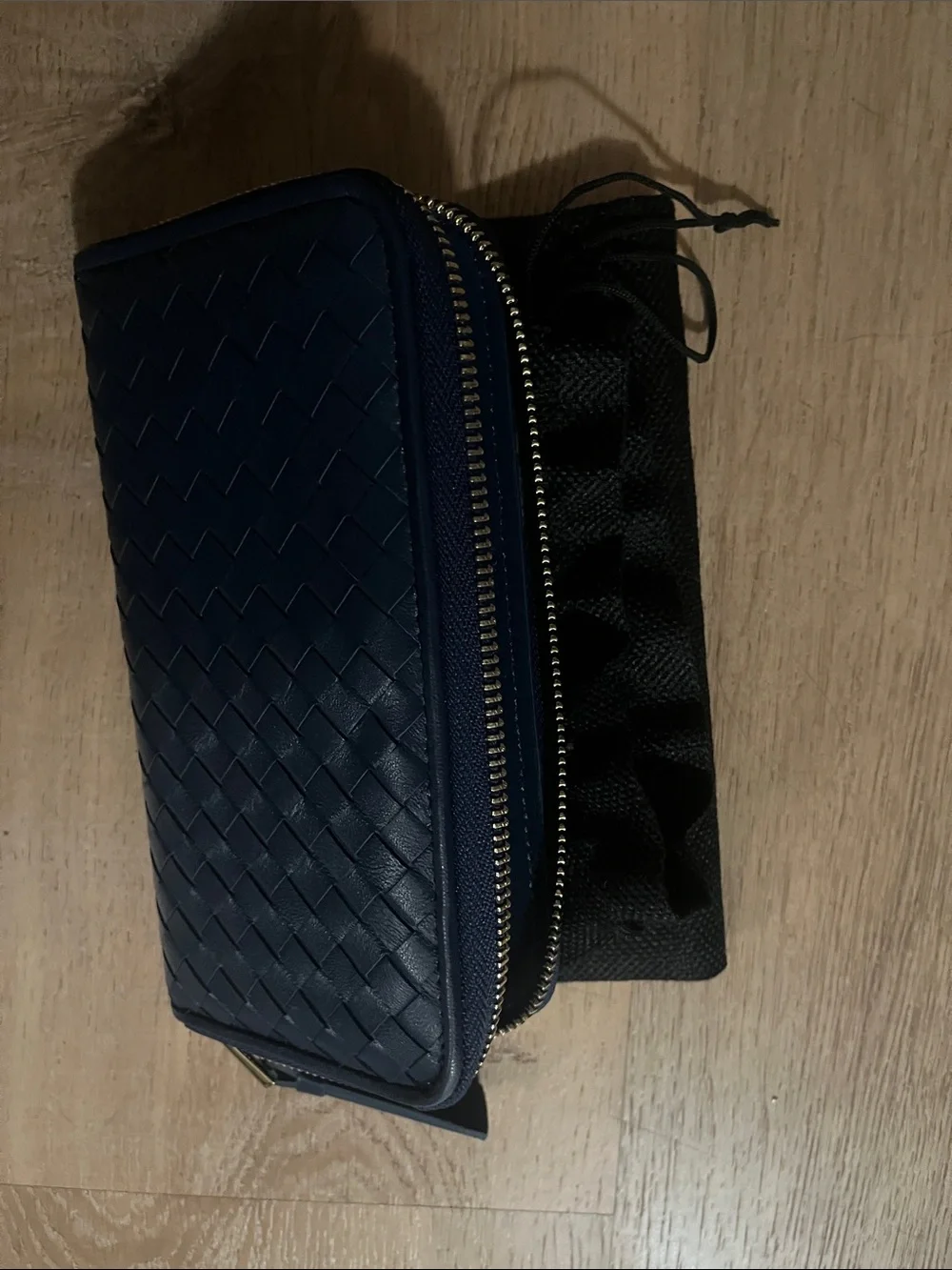 Woven zipper navy wallet from Tiffany and Fred